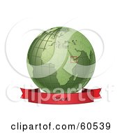 Poster, Art Print Of Red Djibouti Banner Along The Bottom Of A Green Grid Globe