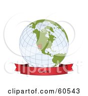 Poster, Art Print Of Red Arizona Banner Along The Bottom Of A Grid Globe