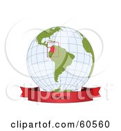 Poster, Art Print Of Red Colombia Banner Along The Bottom Of A Grid Globe