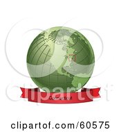 Poster, Art Print Of Red Connecticut Banner Along The Bottom Of A Green Grid Globe