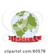 Poster, Art Print Of Red Belarus Banner Along The Bottom Of A Grid Globe