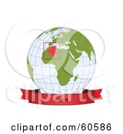 Poster, Art Print Of Red Algeria Banner Along The Bottom Of A Grid Globe