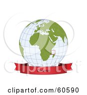 Poster, Art Print Of Red Comoros Banner Along The Bottom Of A Grid Globe