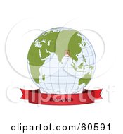 Poster, Art Print Of Red Bangladesh Banner Along The Bottom Of A Grid Globe