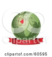 Poster, Art Print Of Red Algeria Banner Along The Bottom Of A Green Grid Globe