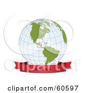 Poster, Art Print Of Red El Salvador Banner Along The Bottom Of A Grid Globe