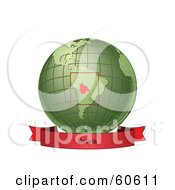 Poster, Art Print Of Red Bolivia Banner Along The Bottom Of A Green Grid Globe