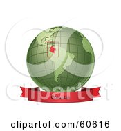 Red Colombia Banner Along The Bottom Of A Green Grid Globe