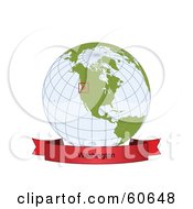 Poster, Art Print Of Red Washington Banner Along The Bottom Of A Grid Globe