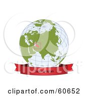 Poster, Art Print Of Red Turkmenistan Banner Along The Bottom Of A Grid Globe