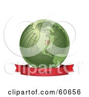 Poster, Art Print Of Red Wisconsin Banner Along The Bottom Of A Green Grid Globe