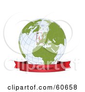 Poster, Art Print Of Red United Kingdom Banner Along The Bottom Of A Grid Globe