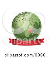 Poster, Art Print Of Red Tanzania Banner Along The Bottom Of A Green Grid Globe