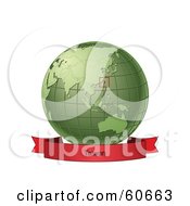 Poster, Art Print Of Red Taiwan Banner Along The Bottom Of A Green Grid Globe