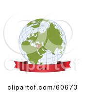 Poster, Art Print Of Red Syria Banner Along The Bottom Of A Grid Globe