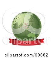 Poster, Art Print Of Red Vietnam Banner Along The Bottom Of A Green Grid Globe