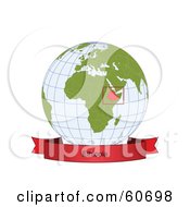 Poster, Art Print Of Red Ethiopia Banner Along The Bottom Of A Grid Globe