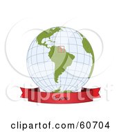 Poster, Art Print Of Red Guyana Banner Along The Bottom Of A Grid Globe