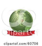 Poster, Art Print Of Red Iowa Banner Along The Bottom Of A Green Grid Globe
