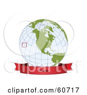 Poster, Art Print Of Red Hawaii Banner Along The Bottom Of A Grid Globe