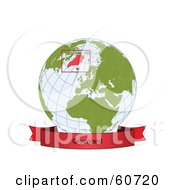 Poster, Art Print Of Red Greenland Banner Along The Bottom Of A Grid Globe