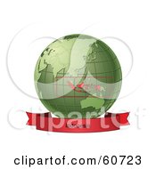 Poster, Art Print Of Red Indonesia Banner Along The Bottom Of A Green Grid Globe