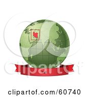 Poster, Art Print Of Red Iran Banner Along The Bottom Of A Green Grid Globe