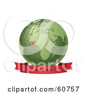 Poster, Art Print Of Red Ivory Coast Banner Along The Bottom Of A Green Grid Globe