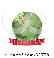 Poster, Art Print Of Red Iceland Banner Along The Bottom Of A Green Grid Globe