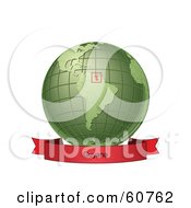 Royalty Free RF Clipart Illustration Of A Red Guyana Banner Along The Bottom Of A Green Grid Globe