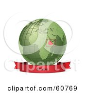 Royalty Free RF Clipart Illustration Of A Red Ethiopia Banner Along The Bottom Of A Green Grid Globe