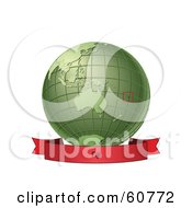 Poster, Art Print Of Red Fiji Banner Along The Bottom Of A Green Grid Globe