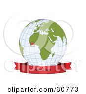 Poster, Art Print Of Red Ivory Coast Banner Along The Bottom Of A Grid Globe