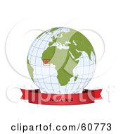 Royalty Free RF Clipart Illustration Of A Red Ivory Coast Banner Along The Bottom Of A Grid Globe