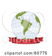 Poster, Art Print Of Red French Guiana Banner Along The Bottom Of A Grid Globe