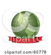 Poster, Art Print Of Red Jamaica Banner Along The Bottom Of A Green Grid Globe