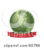 Poster, Art Print Of Red New Jersey Banner Along The Bottom Of A Green Grid Globe