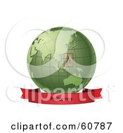 Poster, Art Print Of Red Philippines Banner Along The Bottom Of A Green Grid Globe