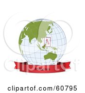 Royalty Free RF Clipart Illustration Of A Red Philippines Banner Along The Bottom Of A Grid Globe