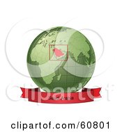 Poster, Art Print Of Red Saudi Arabia Banner Along The Bottom Of A Green Grid Globe