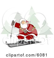 Poster, Art Print Of Santa Claus Snow Skiing