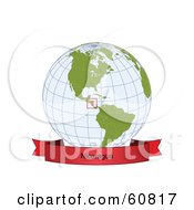Poster, Art Print Of Red Nicaragua Banner Along The Bottom Of A Grid Globe