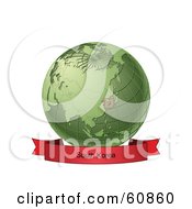 Poster, Art Print Of Red South Korea Banner Along The Bottom Of A Green Grid Globe