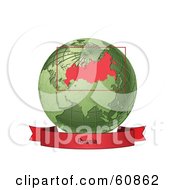 Poster, Art Print Of Red Russia Banner Along The Bottom Of A Green Grid Globe