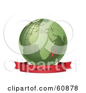 Poster, Art Print Of Red Madagascar Banner Along The Bottom Of A Green Grid Globe