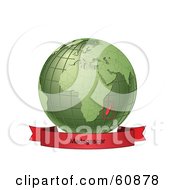 Royalty Free RF Clipart Illustration Of A Red Madagascar Banner Along The Bottom Of A Green Grid Globe