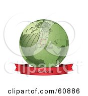 Royalty Free RF Clipart Illustration Of A Red Luxembourg Banner Along The Bottom Of A Green Grid Globe by Michael Schmeling