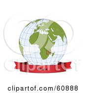 Royalty Free RF Clipart Illustration Of A Red Malawi Banner Along The Bottom Of A Grid Globe