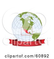 Poster, Art Print Of Red Mexico Banner Along The Bottom Of A Grid Globe