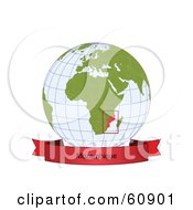 Poster, Art Print Of Red Mozambique Banner Along The Bottom Of A Grid Globe